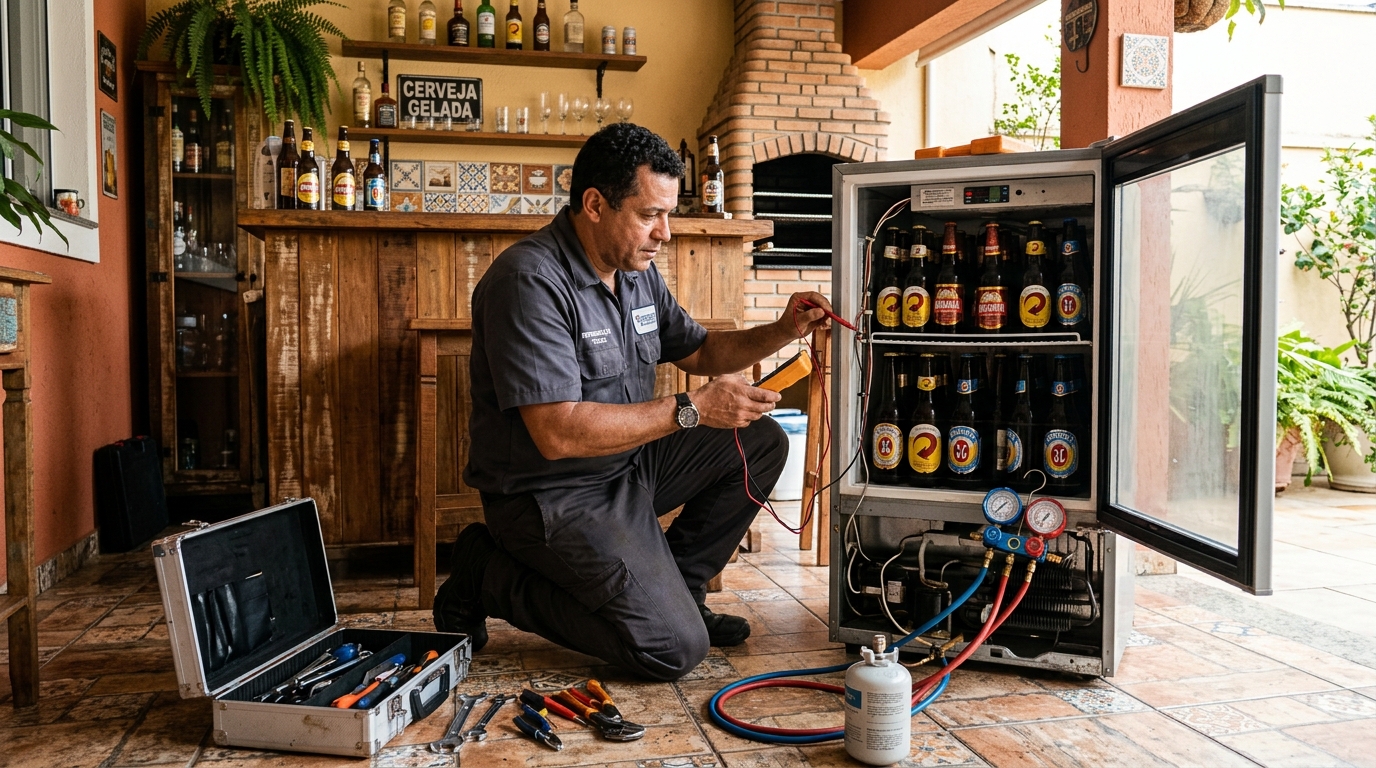 Recarga de gás refrigerante de cervejeira em Goiânia‑GO